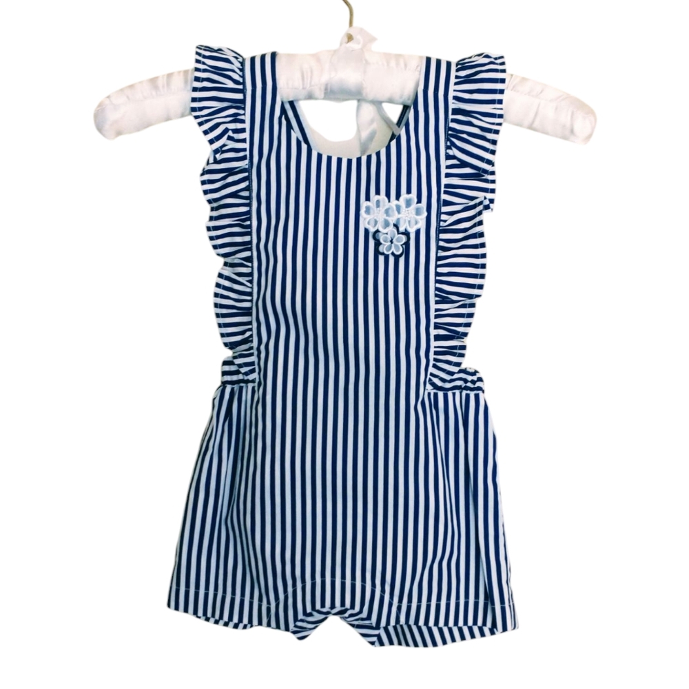 NWT Chicco Blue Striped Kids Romper